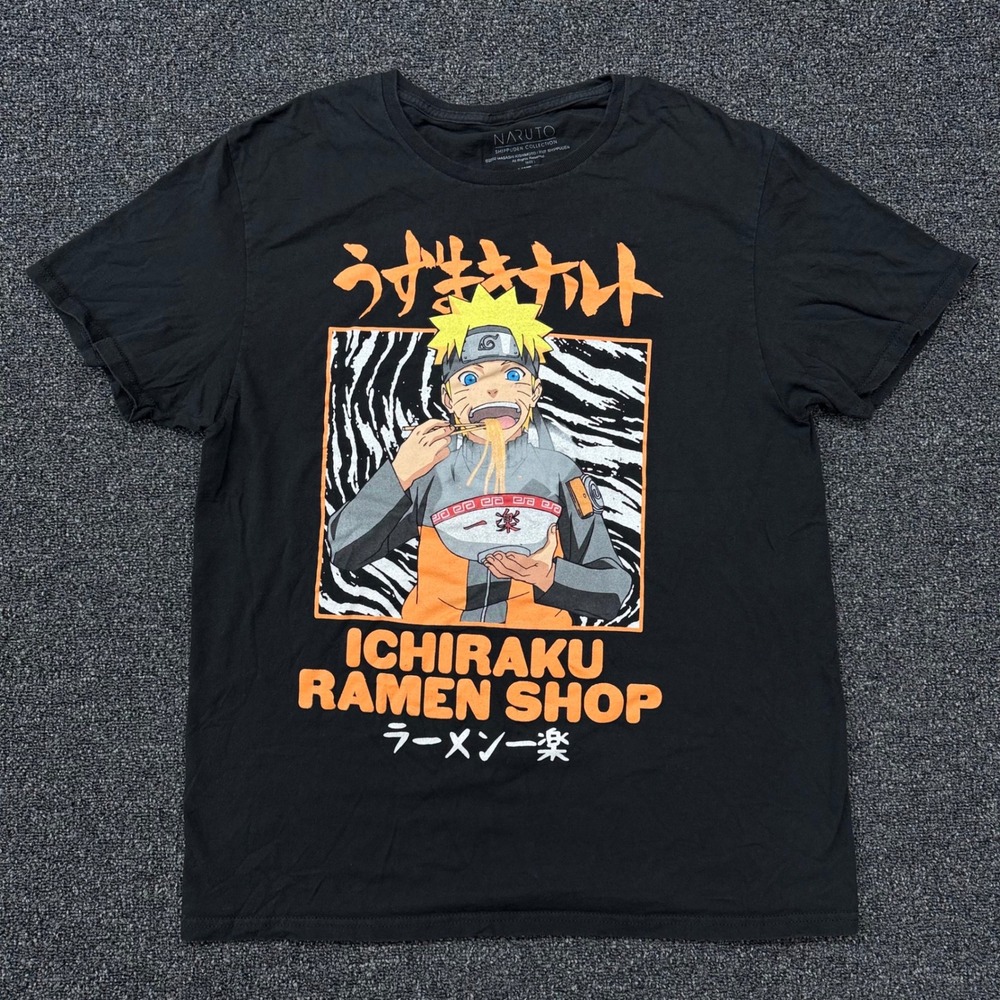 Naruto Shippuden Ichiraku Ramen Shop Graphic Tee‎ Mens Large Black Anime T-Shirt